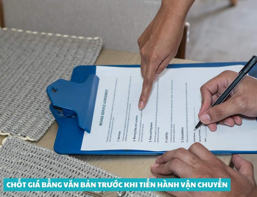 Chốt giá bằng văn bản trước khi tiến hành vận chuyển