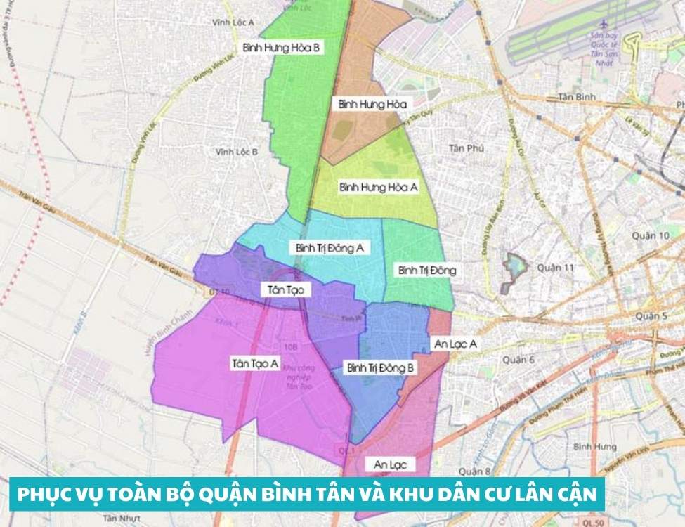 Phục vụ toàn bộ quận Bình Tân và khu dân cư lân cận