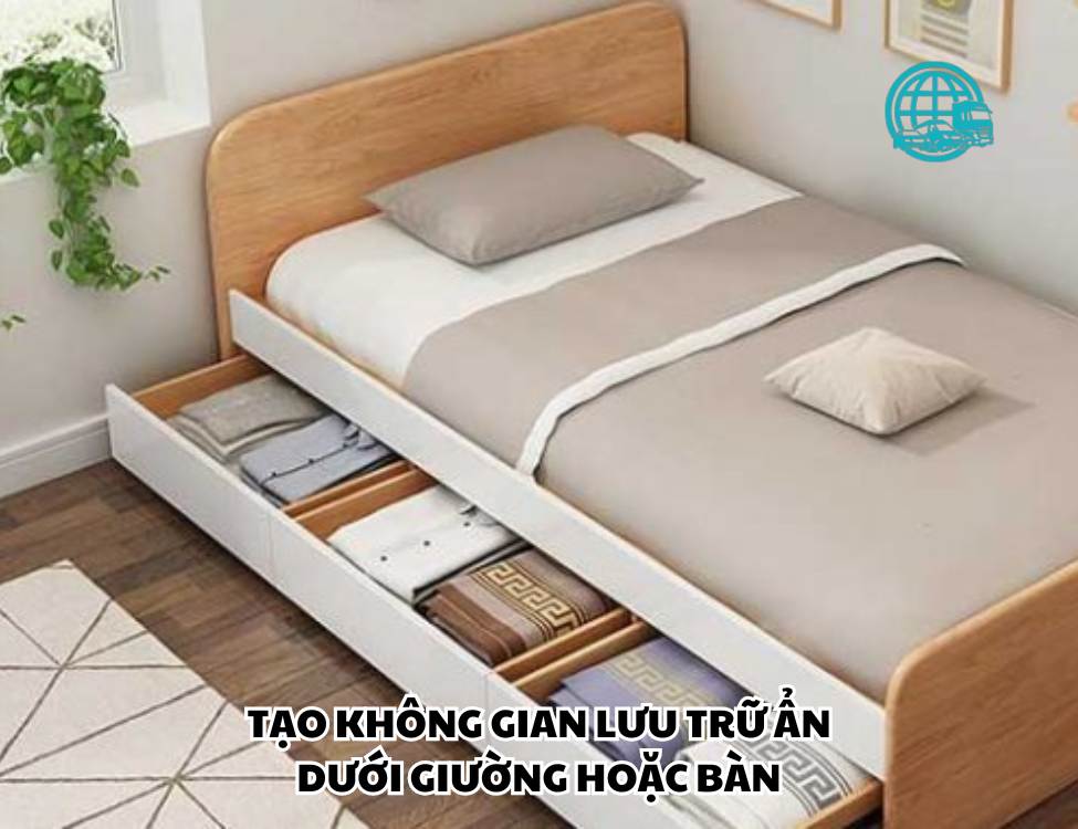 Tạo không gian lưu trữ ẩn dưới giường hoặc bàn