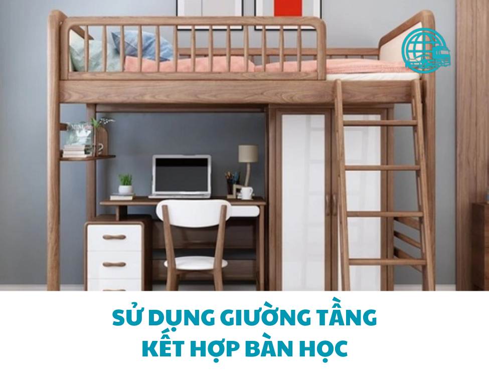 Sử dụng giường tầng kết hợp bàn học
