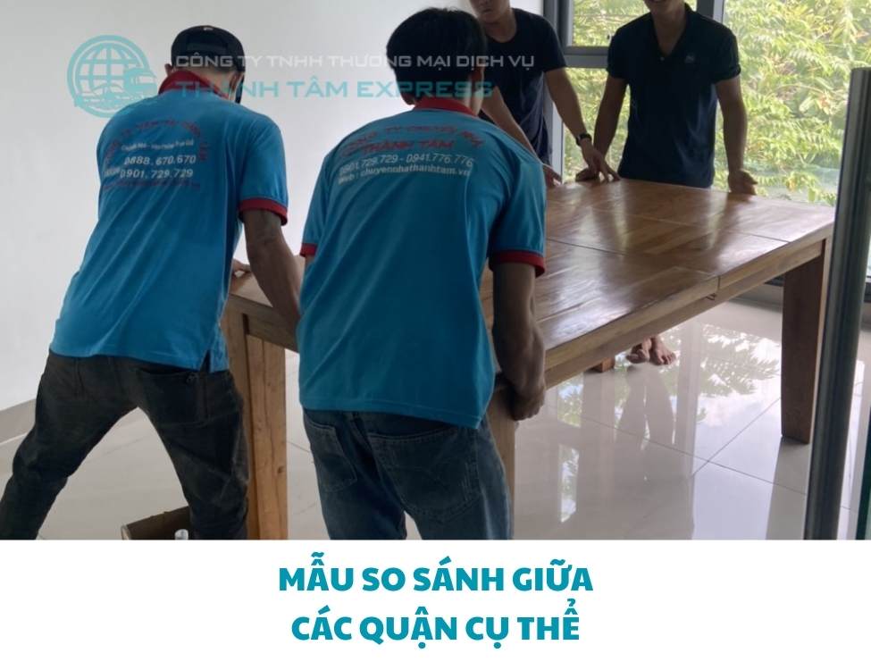 So sánh giá dịch vụ taxi tải chuyển nhà giữa các quận tại TPHCM