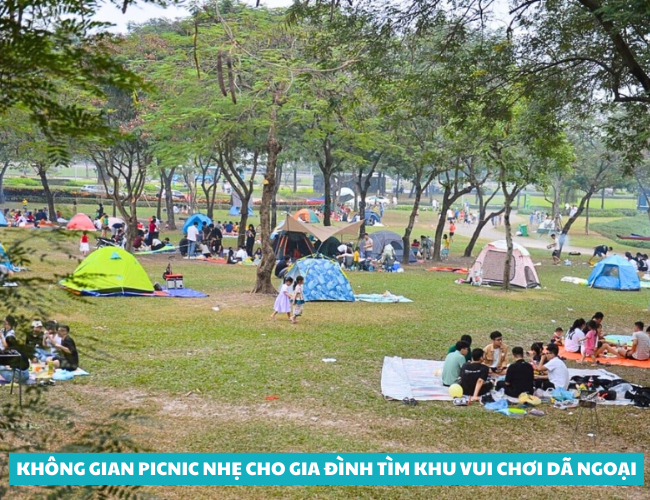 Không gian picnic nhẹ cho gia đình tìm khu vui chơi dã ngoại